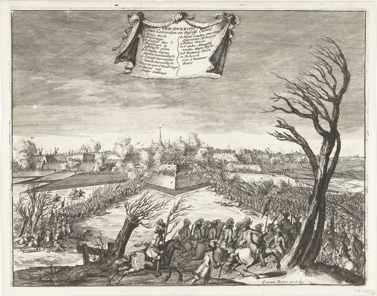 Útok a dobytí Coevordenu 30. prosince 1672 Dobytí Coevorden a Deßelfs Casteel (název na objektu) od Coenraet Decker