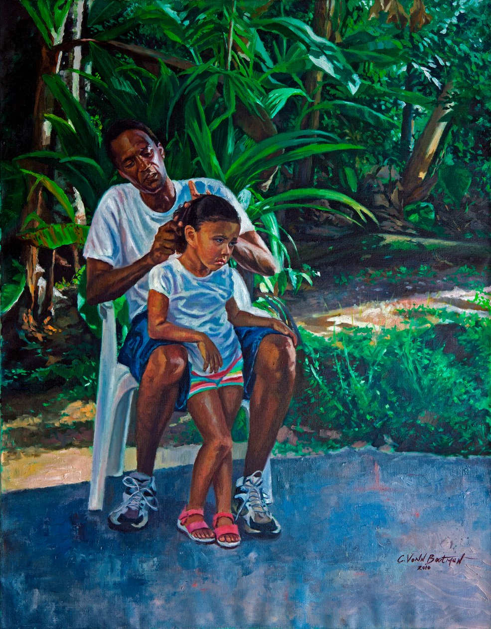 Dědeček a dítě, 2010 (olej na plátně) od Colin Bootman