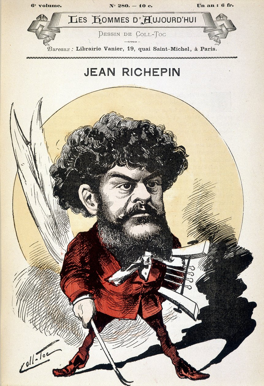 Cartoon Jean Richepin (1849-1926), francouzský spisovatel. od Coll Toc