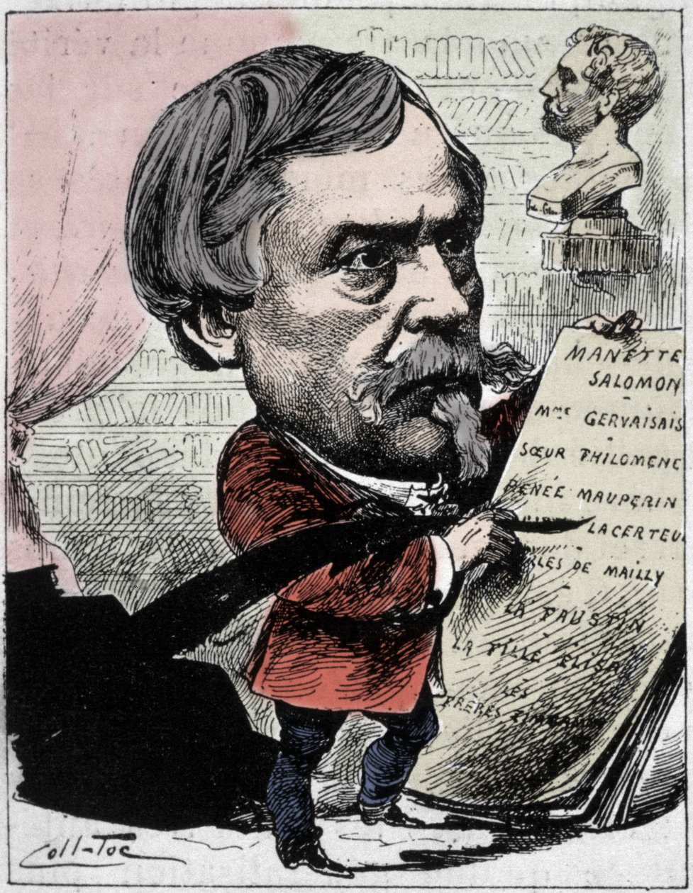 Kreslený film zobrazující spisovatele Edmonda de Goncourt (1822-1896) z kresby „The Men of Today“ od Coll-Toca (Collignon a Tocqueville). 1892 od Coll Toc