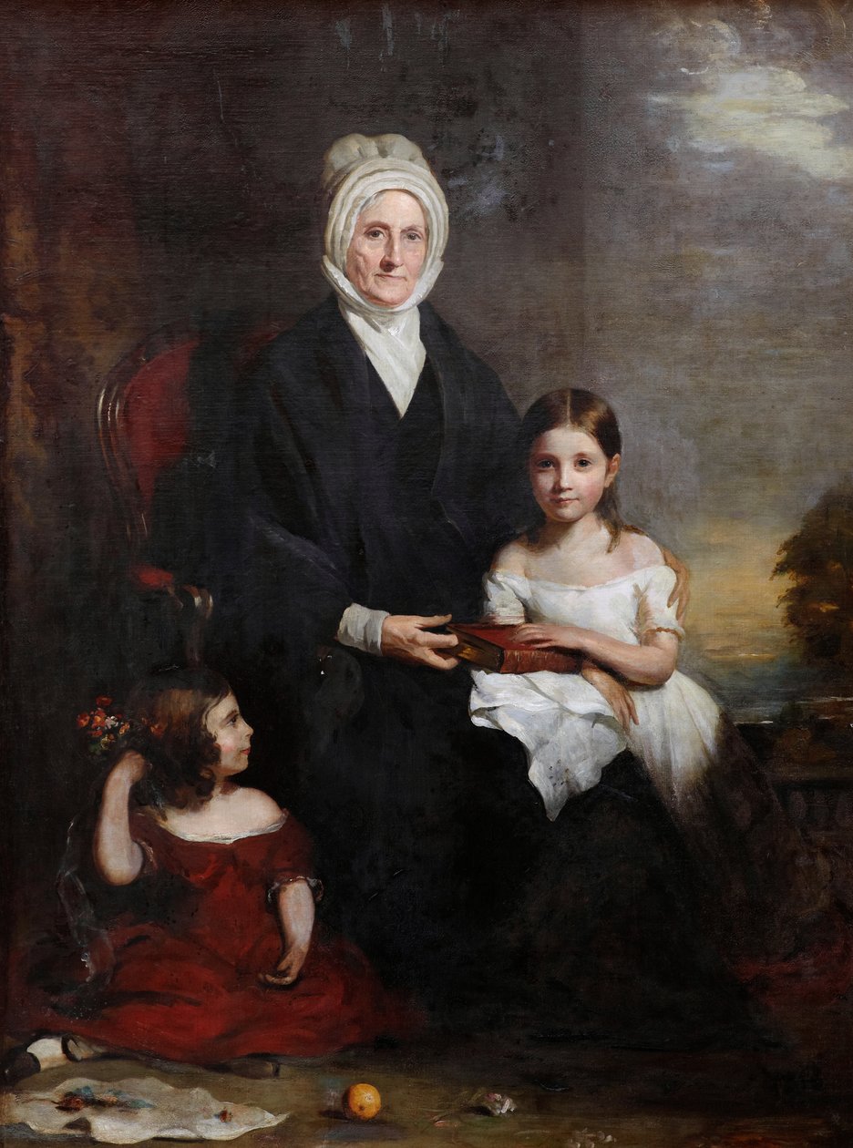 Elizabeth Cheape of Rossie a její vnučky, asi 1843 (olej na plátně) od Colvin Smith
