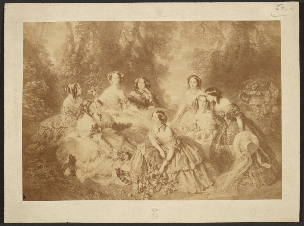 "Císařovna Evženie obklopená svými dvorními dámami", Franz Xaver Winterhalter od Comte Olympe Aguado