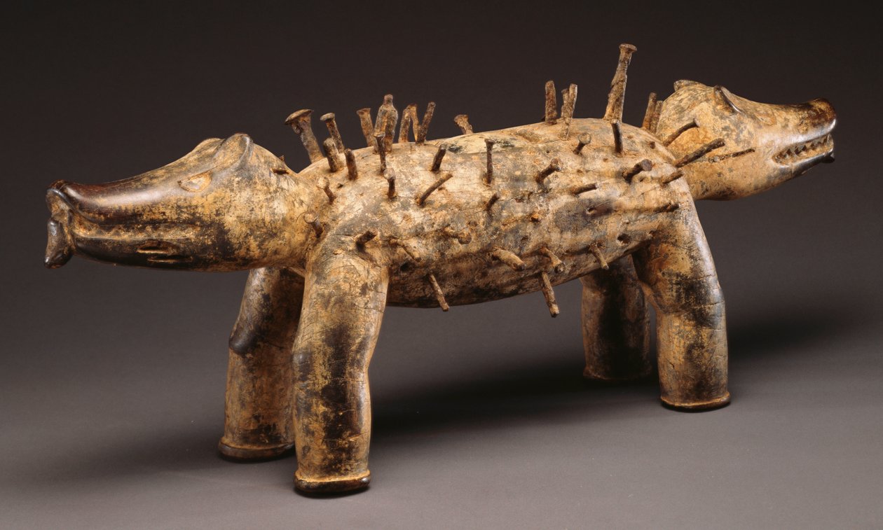 Figurka silného psa Kongo (dřevo, hřebíky) od Congolese Congolese
