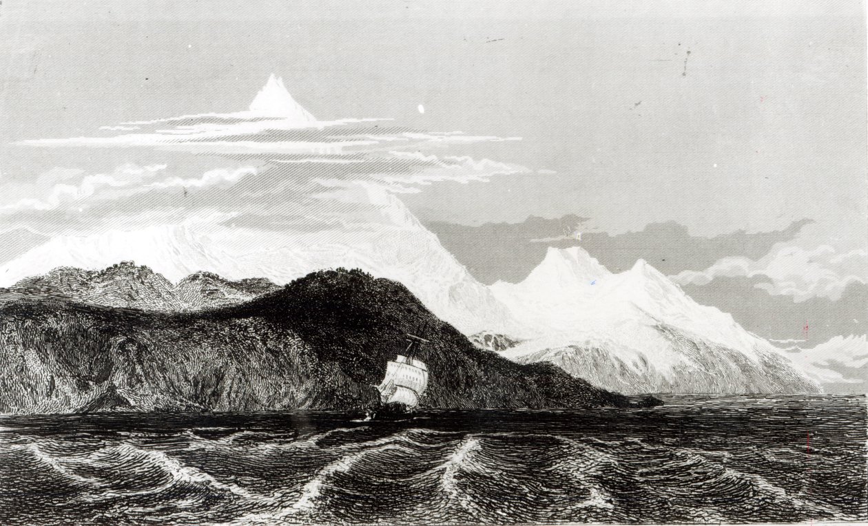 Mount Sarmiento, vyrytý Thomas Landseer (1795-1880) od Conrad Martens