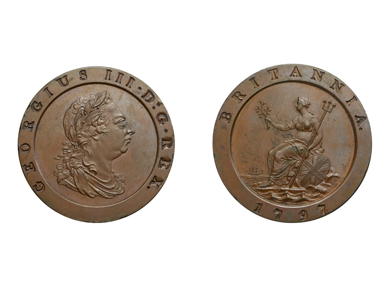 Dvoupencovka Cartwheel, 1797 (bronz) od Conrad Heinrich Küchler