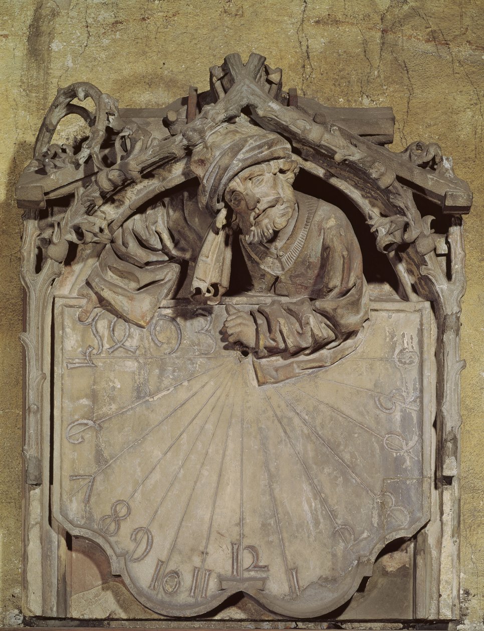 Sluneční hodiny s postavou astronoma, 1493 od Conrat Sifer