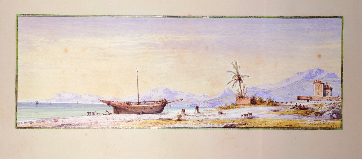 Bordighera Beach, kirjoittanut Consalvo Carelli (1818-1900), Italia od Consalvo Carelli