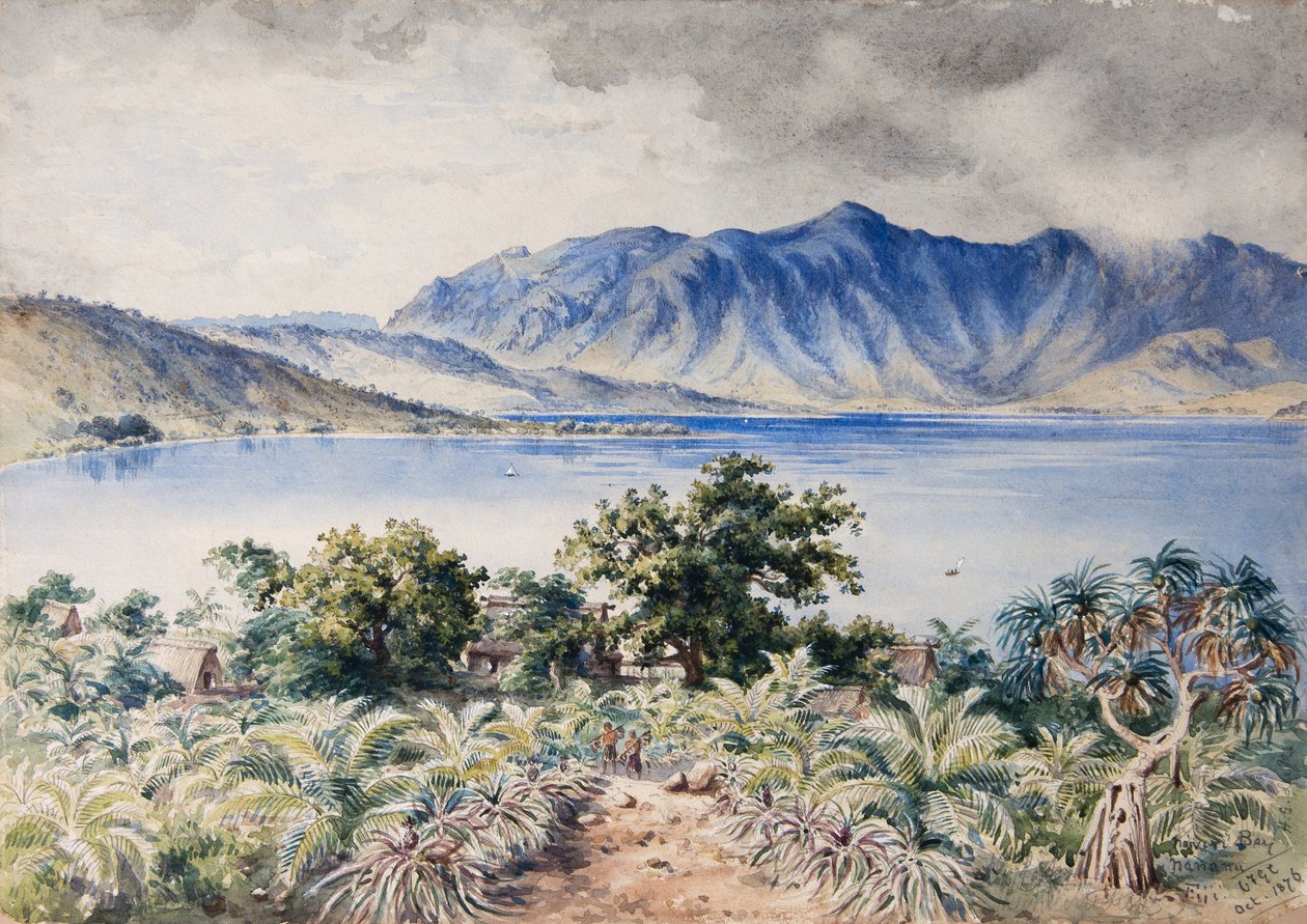 Zátoka Naiviri, Nananu, Fidži 1876 (akvarel) od Constance Frederica Gordon Cumming