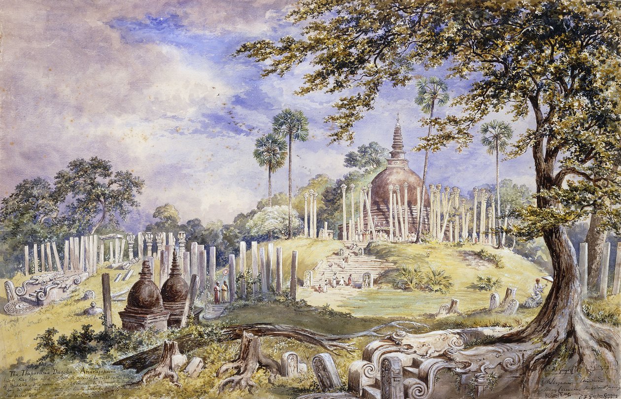 Thuparama Dagoba v Anuradhapura, Srí Lanka, 1873 od Constance Frederica Gordon Cumming