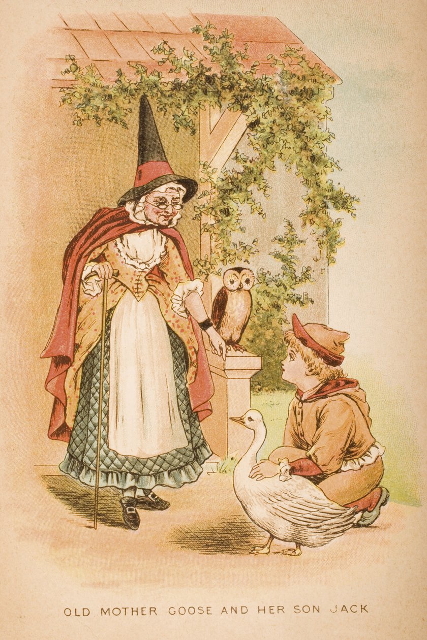 Old Mother Goose and her Son, Jack, přední strana obálky knihy "Old Mother Goose