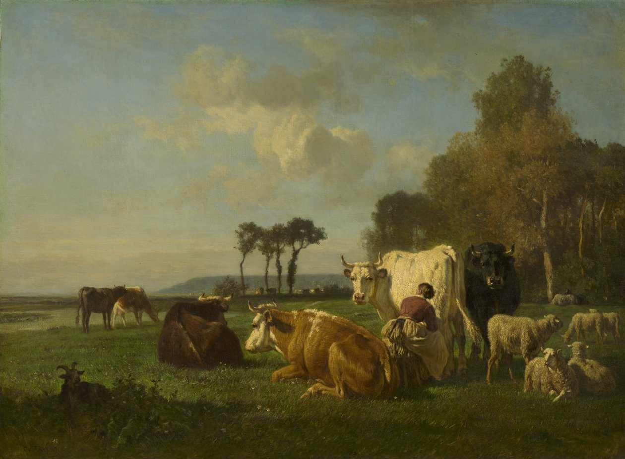Dobytek a ovce v krajině, c.1855 od Constant Emile Troyon