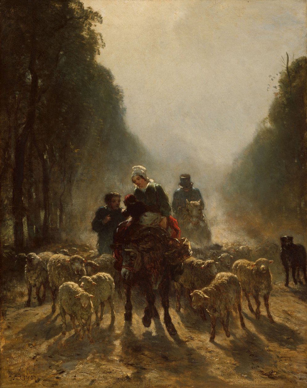 Cesta na trh, 1858-59 od Constant Emile Troyon