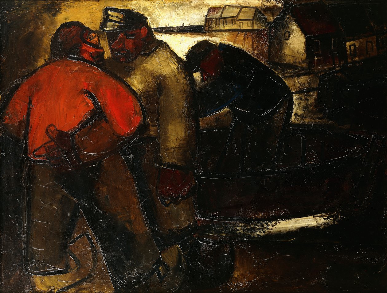 rybáři; The Fishermen - De Vissers (recto), kolem 1923-24 (olej na plátně) od Constant Permeke