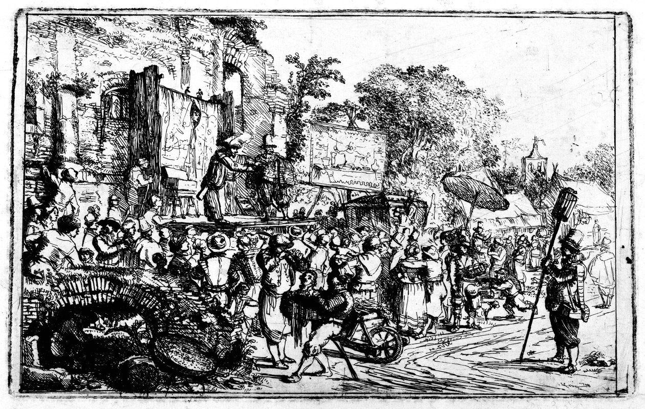 Venkovský jarmark se dvěma šarlatány, kolem 1640-80 od Constantin Daniel van Renesse