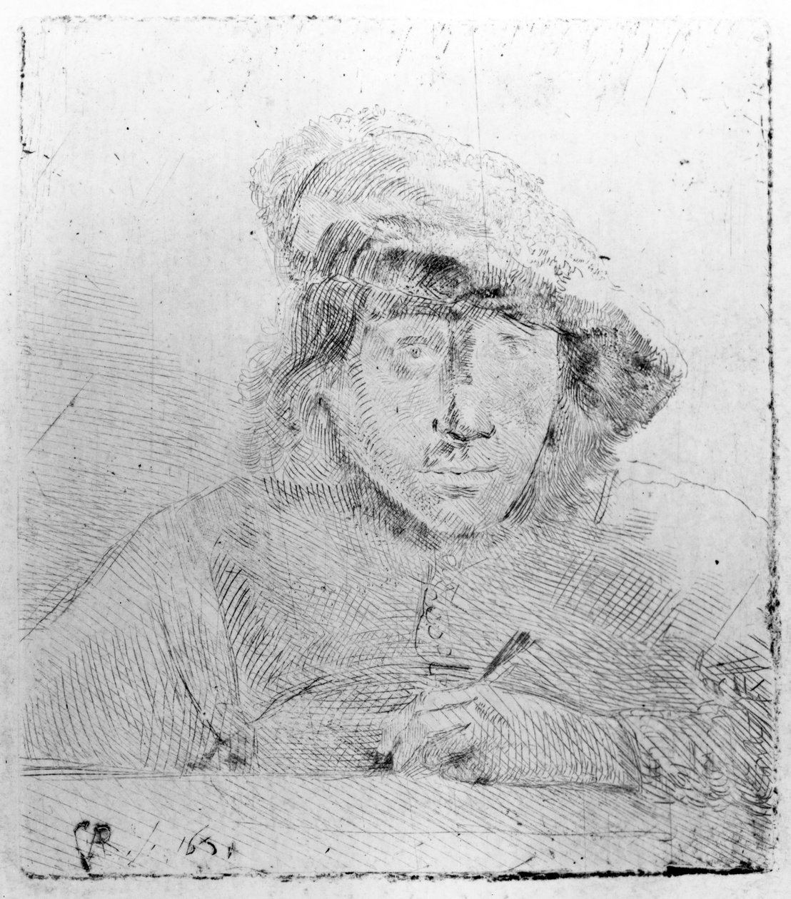 Autoportrét, 1651 (lept suchou jehlou) od Constantin Daniel van Renesse