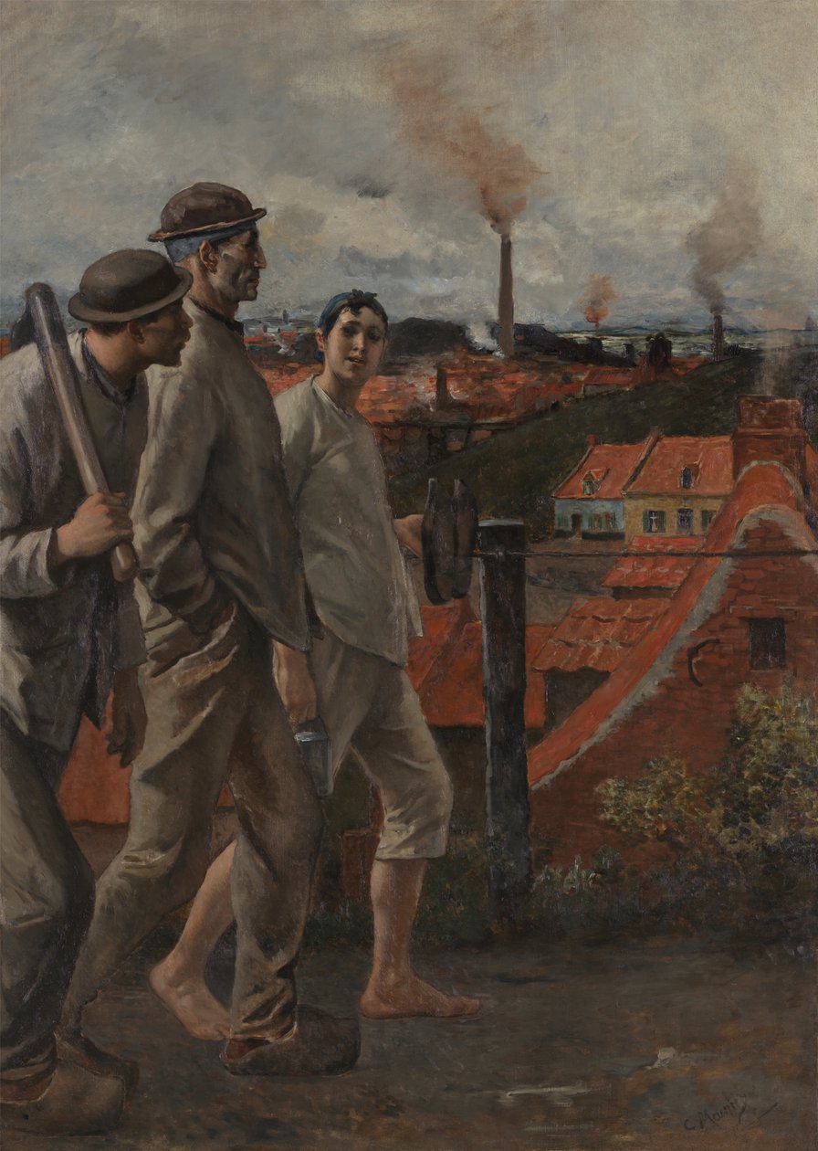 Návrat horníků (olej na plátně) od Constantin Emile Meunier