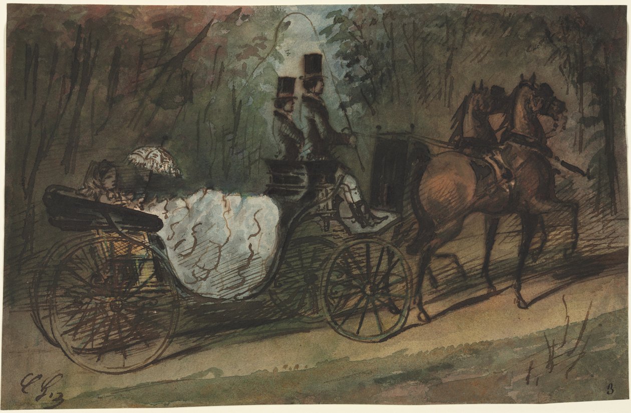 Přeprava v Bois de Boulogne, 1800s. od Constantin Guys