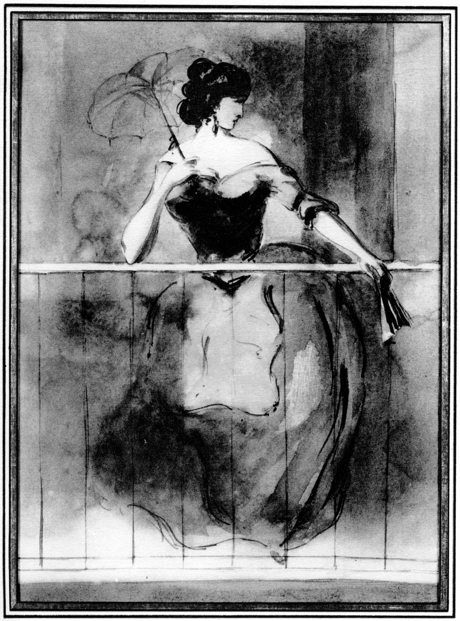 Dáma na balkóně, 19. století, 1930. od Constantin Guys