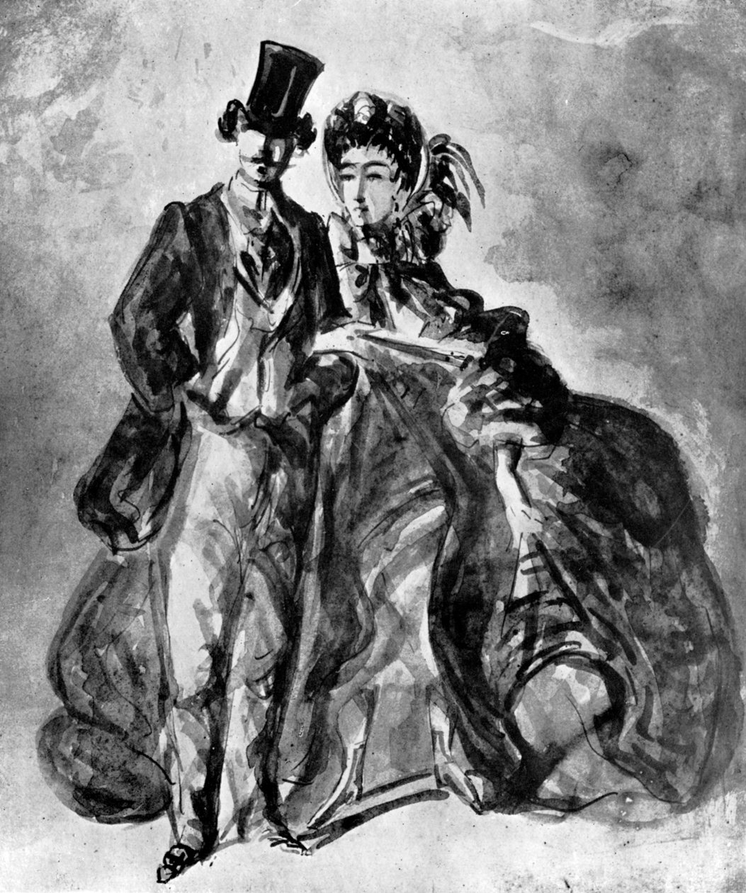 Muž a žena, 19. století, 1930. od Constantin Guys