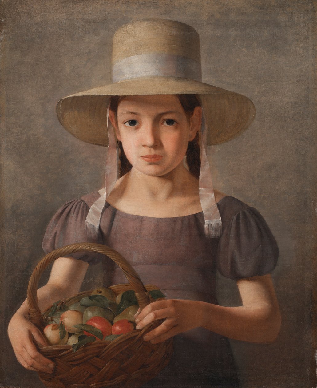Dívka s ovocem v košíku, kolem roku 1827 od Constantin Hansen