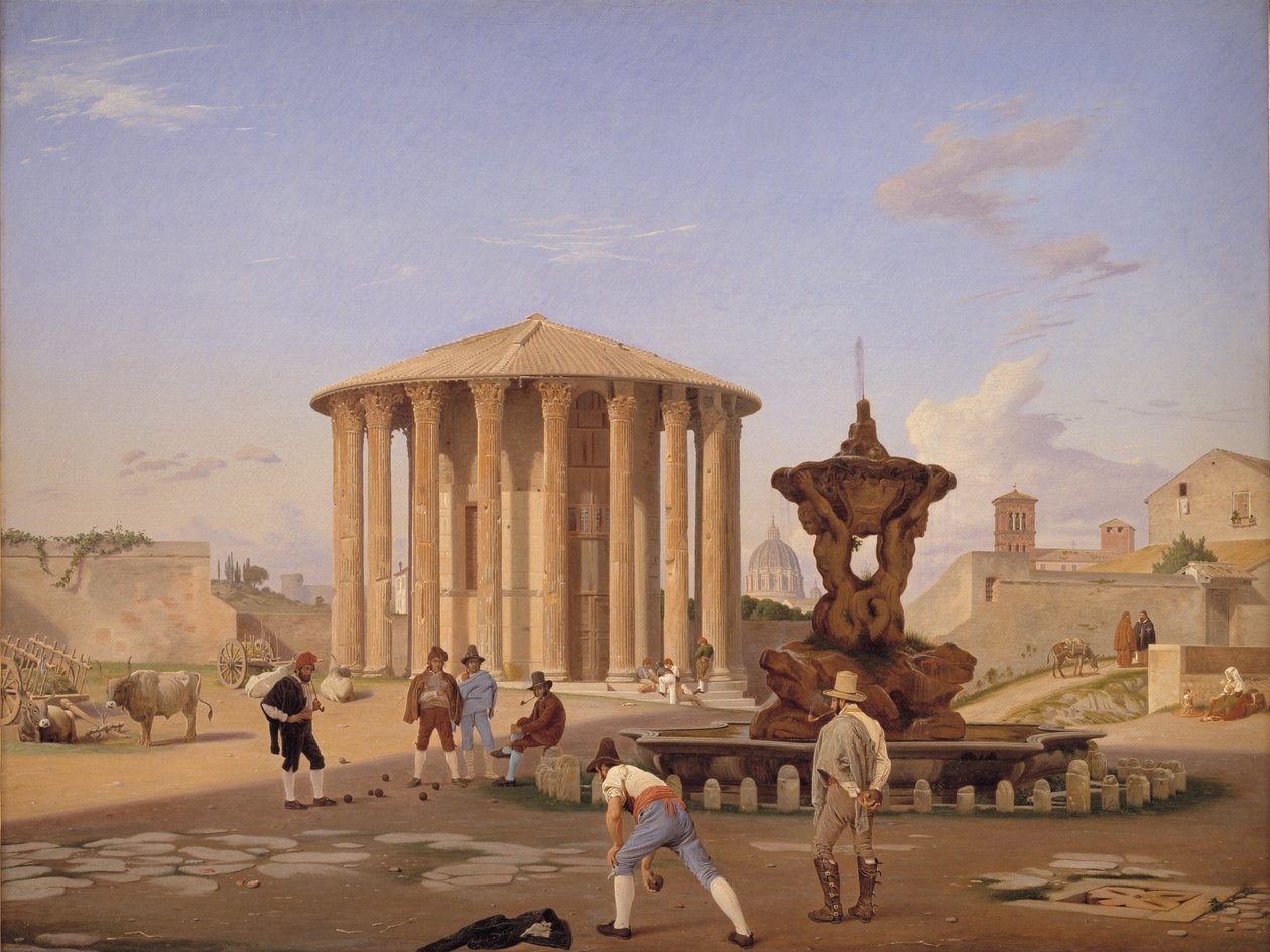 Piazza della Bocca della Verità s tzv. Vesta chrámem v Římě od Constantin Hansen