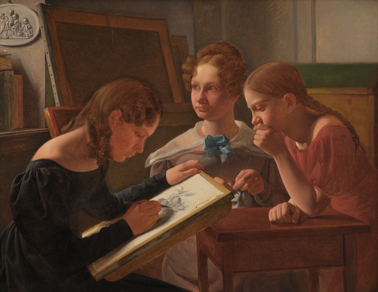 Tři mladé dívky. Sestry umělců: Alvilde, Ida a Henriette, 1827 od Constantin Hansen