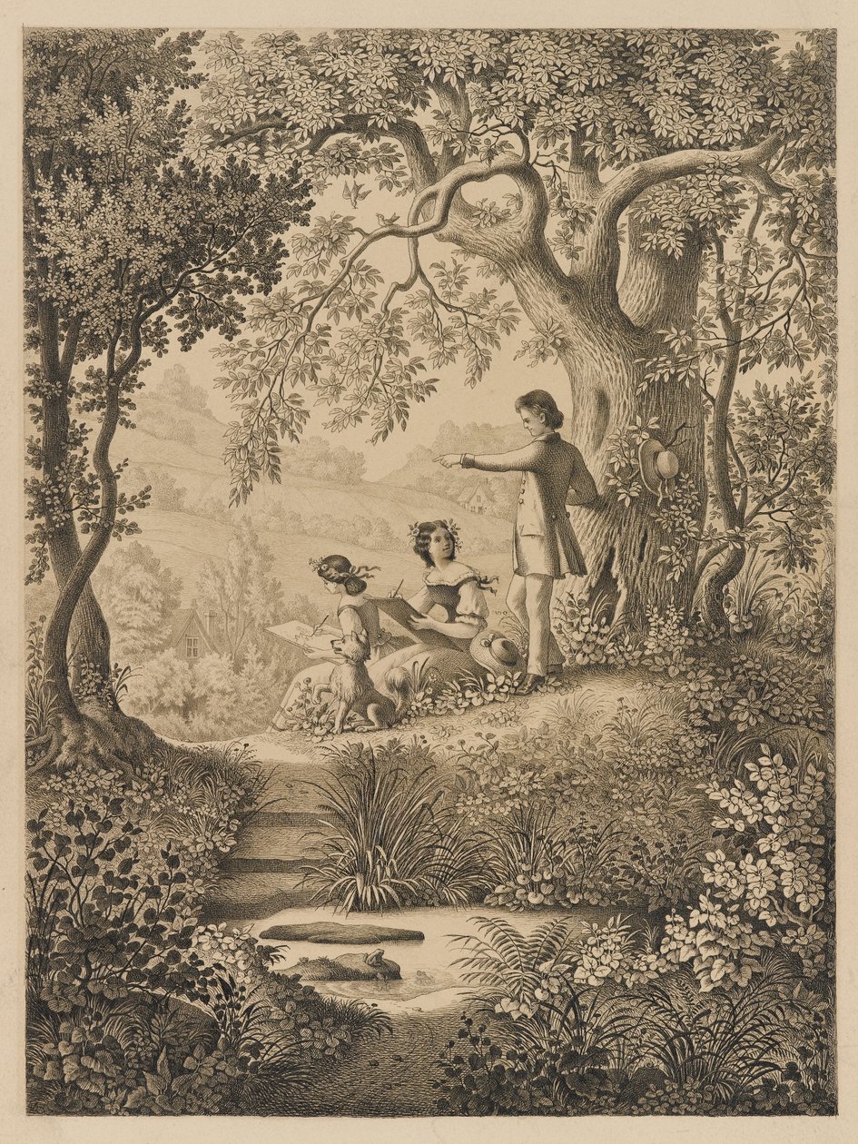 A Drawing Lesson, 1865 (černý inkoust na silném krémovém hladkém tkaném papíru) od Constantine Hertzberg