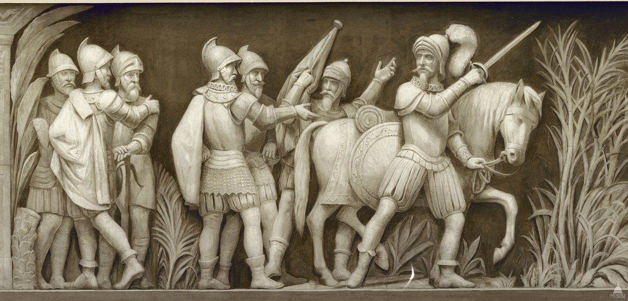Pizarro jede do Peru Vlys v rotundě Kapitolu Spojených států, 1860-1873 od Constantino Brumidi
