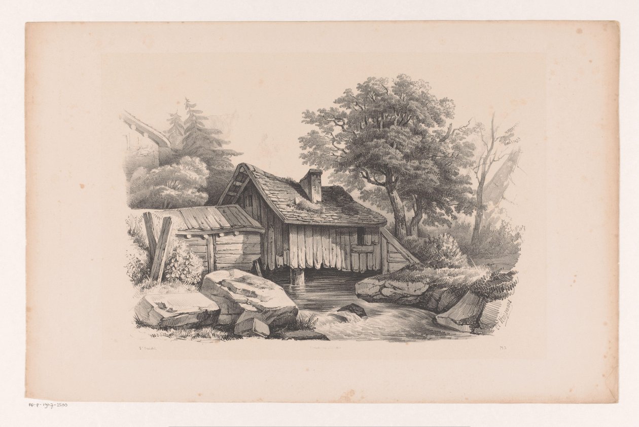 Dřevěný dům nad řekou Krajina (název série) od Constantinus Cornelis Huysmans