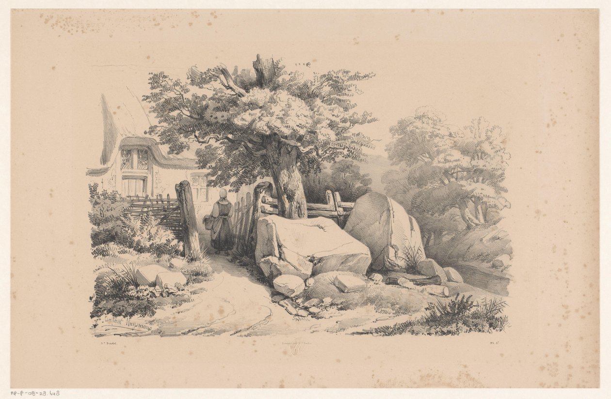 Krajina se vstupní branou do domu Krajina (název série) od Constantinus Cornelis Huysmans