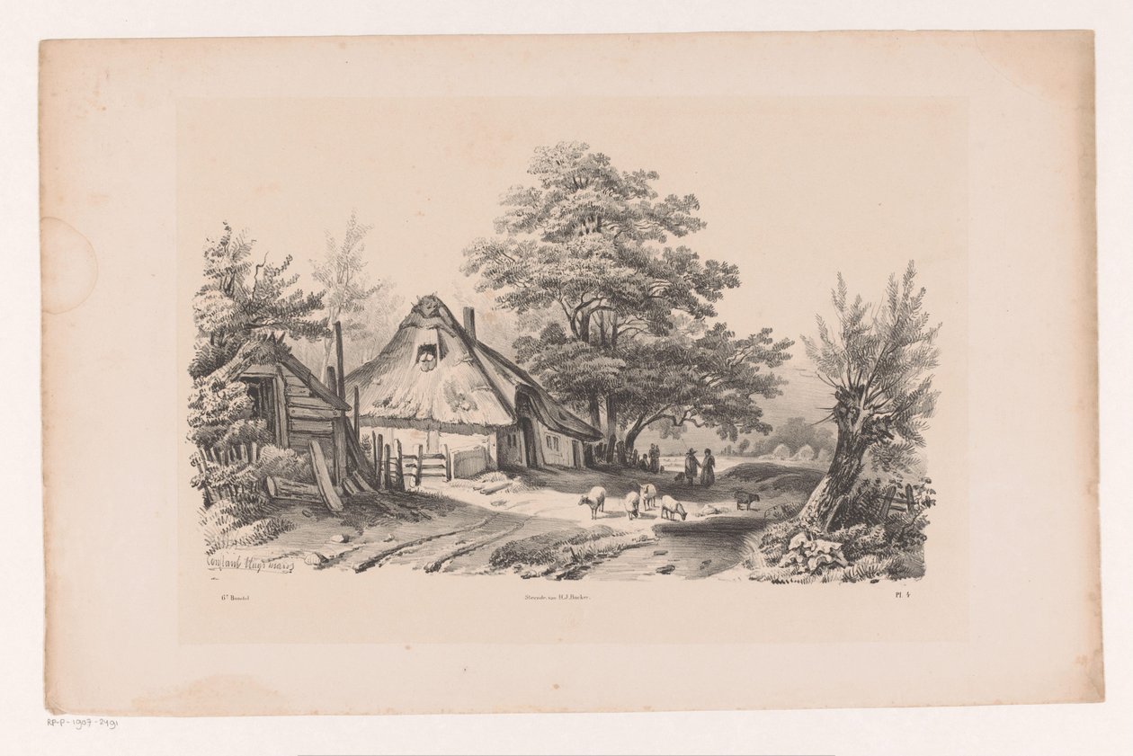 Venkovská cesta s farmou Krajina (název série) od Constantinus Cornelis Huysmans