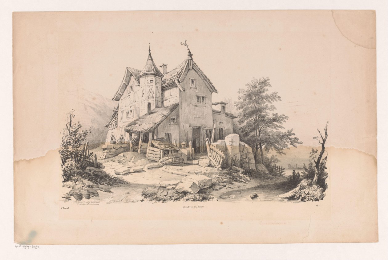 Starý dům v krajině Krajina (název série) od Constantinus Cornelis Huysmans