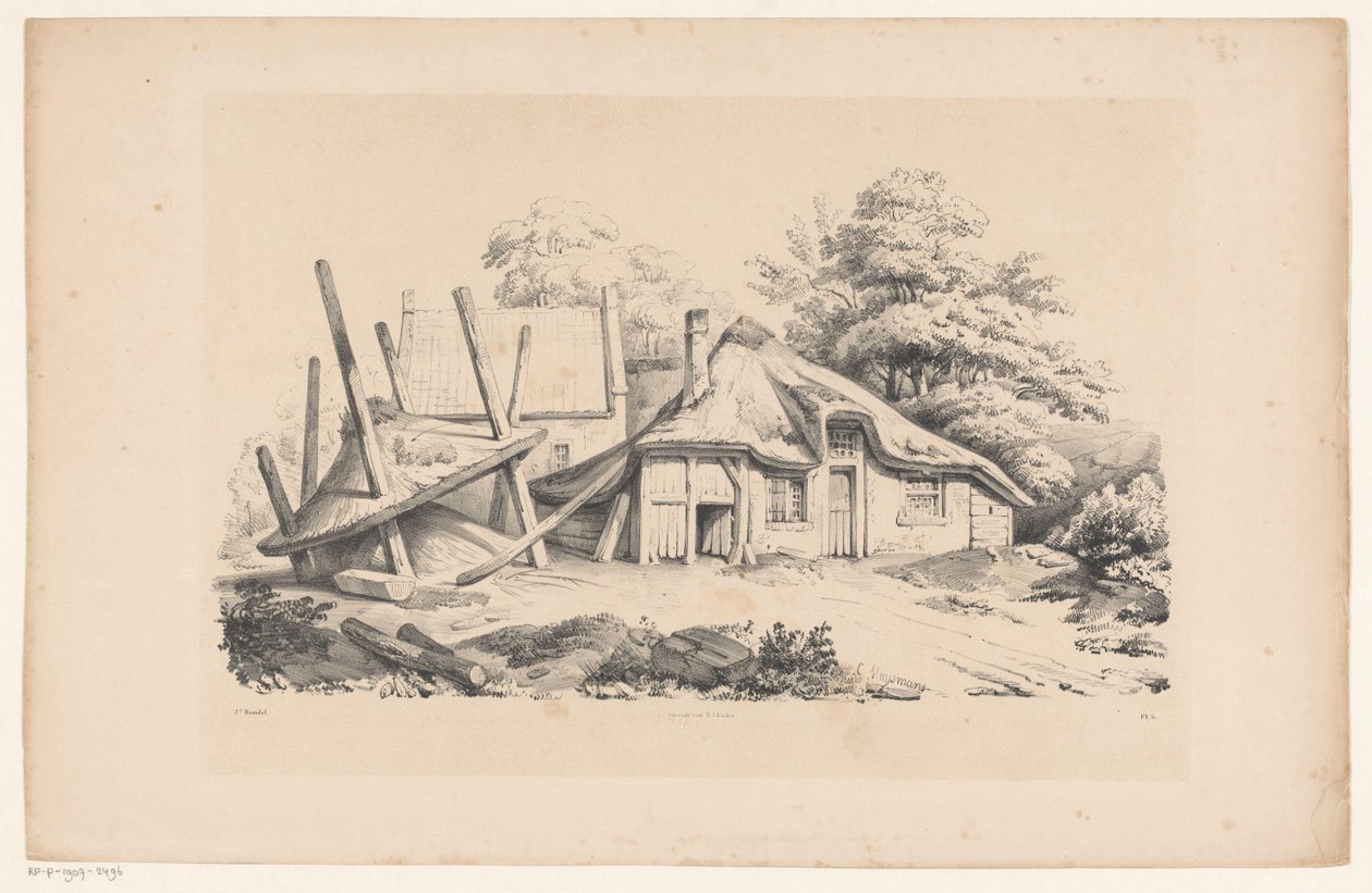 Zchátralá farma Krajina (název série) od Constantinus Cornelis Huysmans
