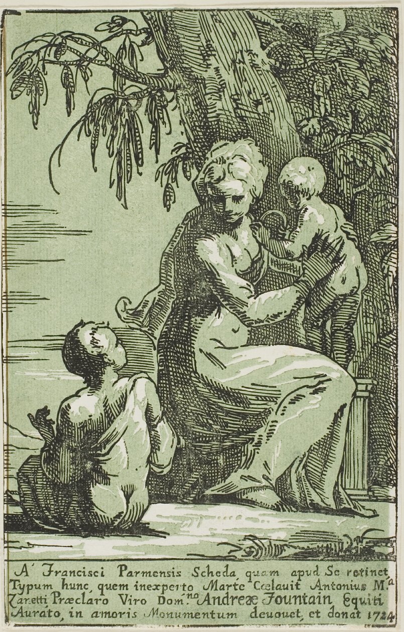 Žena u paty stromu držící dítě od Conte Antonio Maria Zanetti the Elder