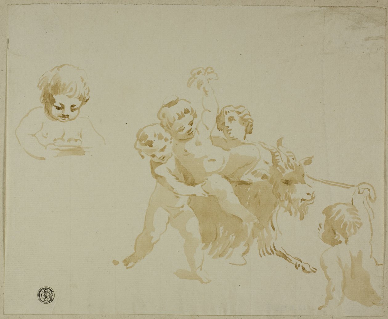 Putti si hraje s kozou od Conte Antonio Maria Zanetti the Elder