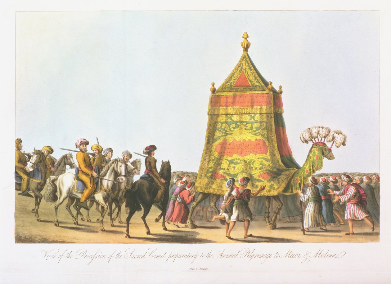 Pohled na procesí posvátného velblouda, které se připravuje na výroční pouť do Mekky a Mediny, hospoda. 1822 od Cooper Willyams
