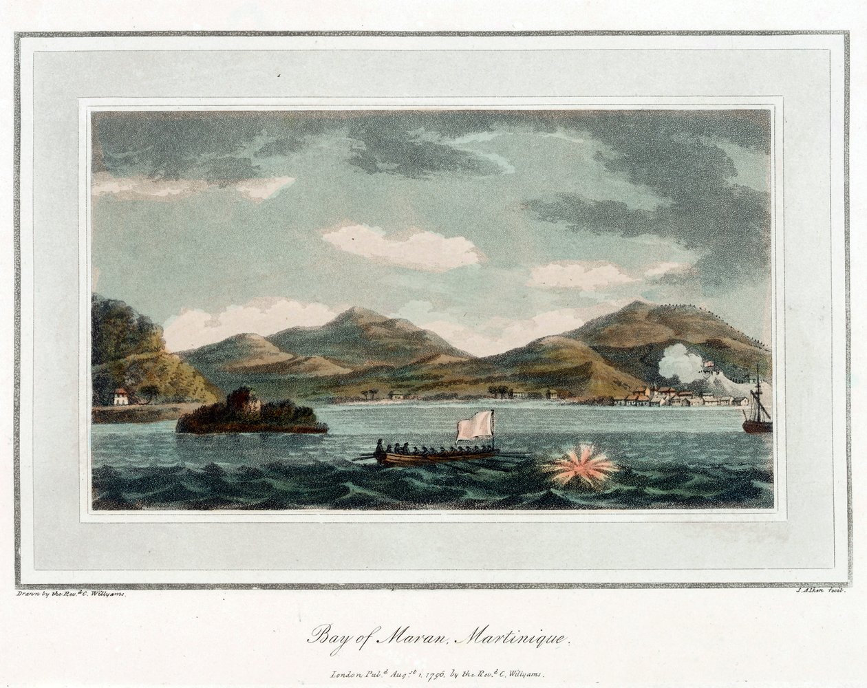 Maran Bay na Martiniku. Litografie (56,6x43,4 cm), autor: reverend Cooper Willyams (1762-1816) od Cooper (after) Willyams