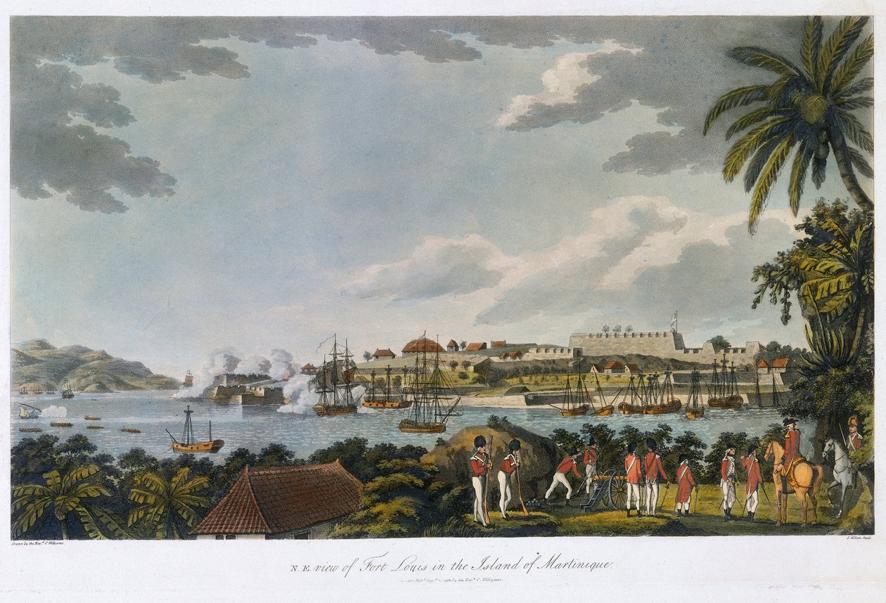 Severovýchodní pohled na Fort Louis (Fort Saint Louis), Martinik, 5. února - 22. března. od Cooper (after) Willyams