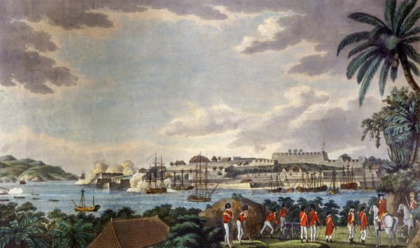 Severovýchodní pohled na Fort Louis, Martinik, vyrytý Samuel Alken (1750-1815) 1796 (tisk) od Cooper Willyams