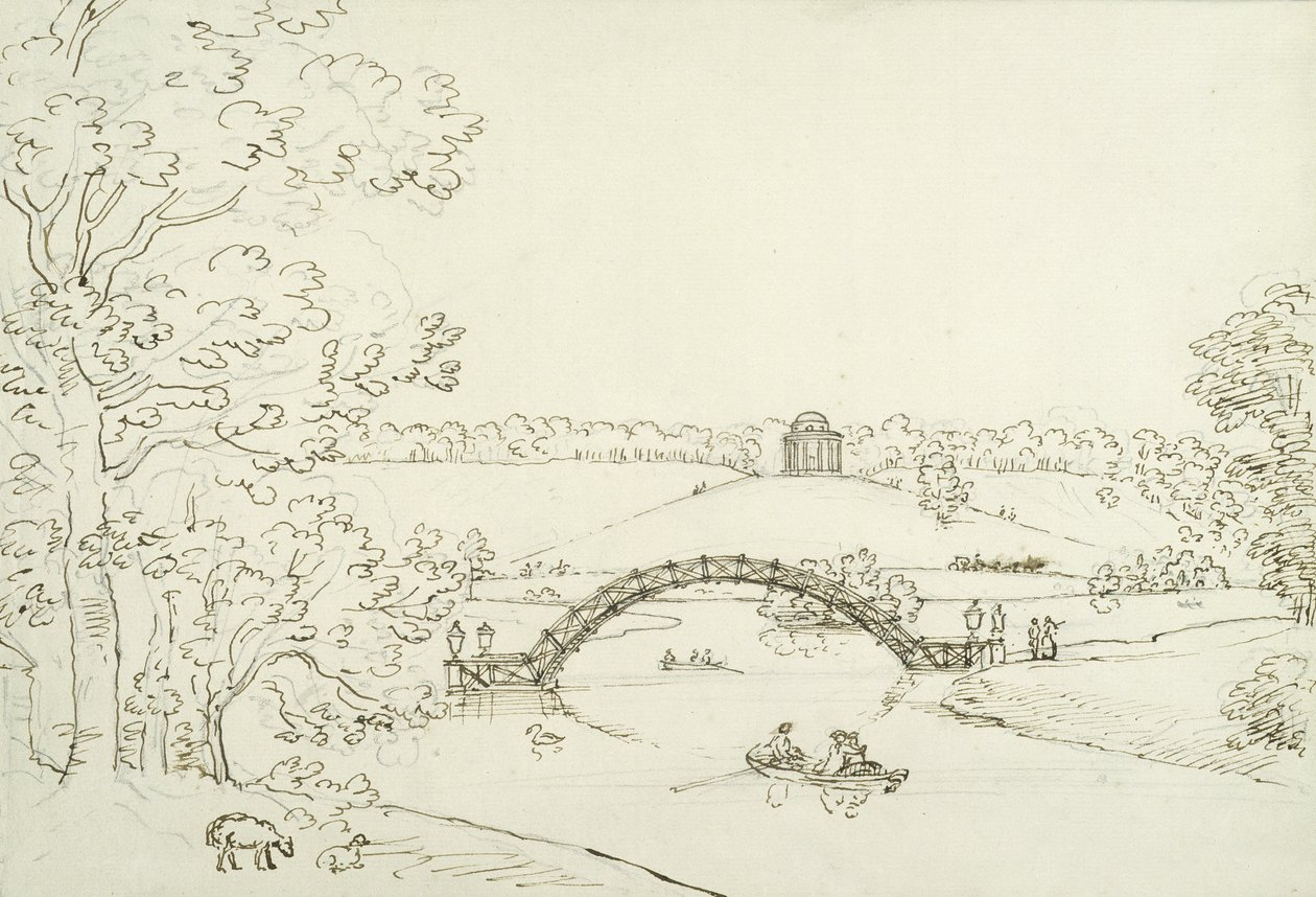 Stourhead, cca 1780 (pero a inkoust na papíře) od Copplestone Warre Bamfylde