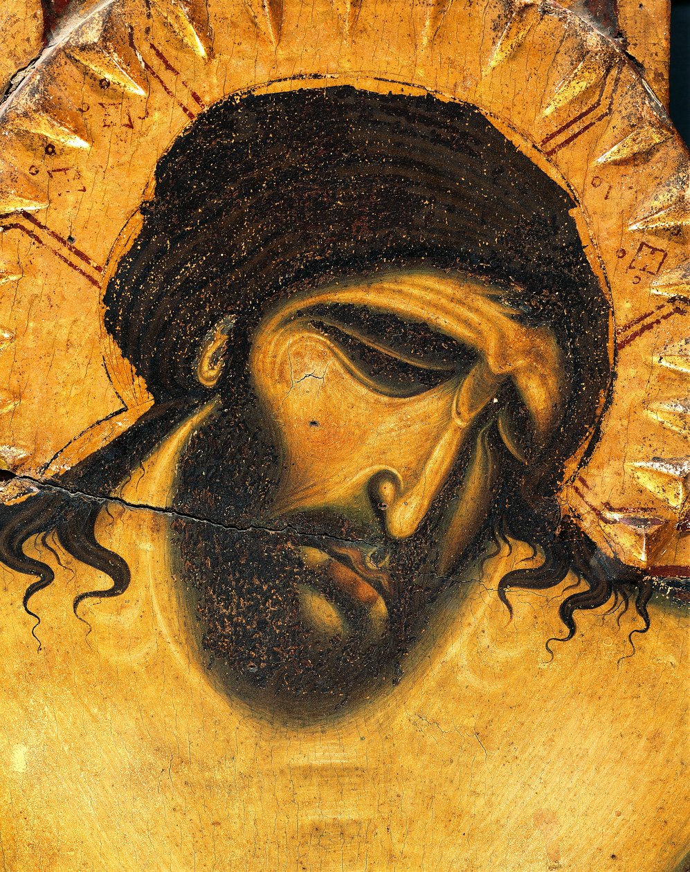 Tvář utrpení Ježíše, detail Krucifixu od Coppa di Marcovalda (cca 1220-po 1276) od Coppo di Marcovaldo