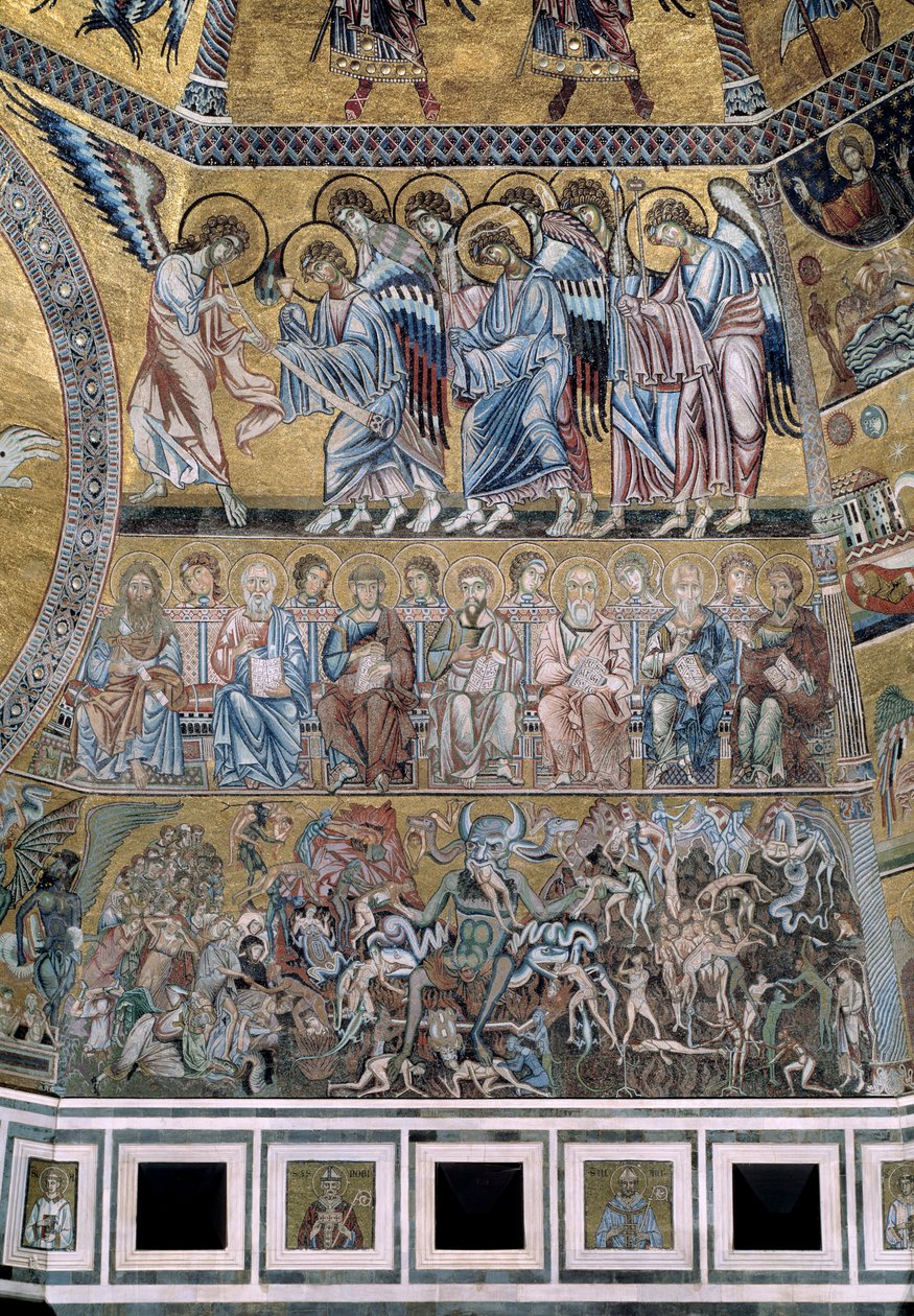 The Last Judgment Down Satan požírá duše zatracených - Detail mozaik, ca1270 od Coppo di Marcovaldo