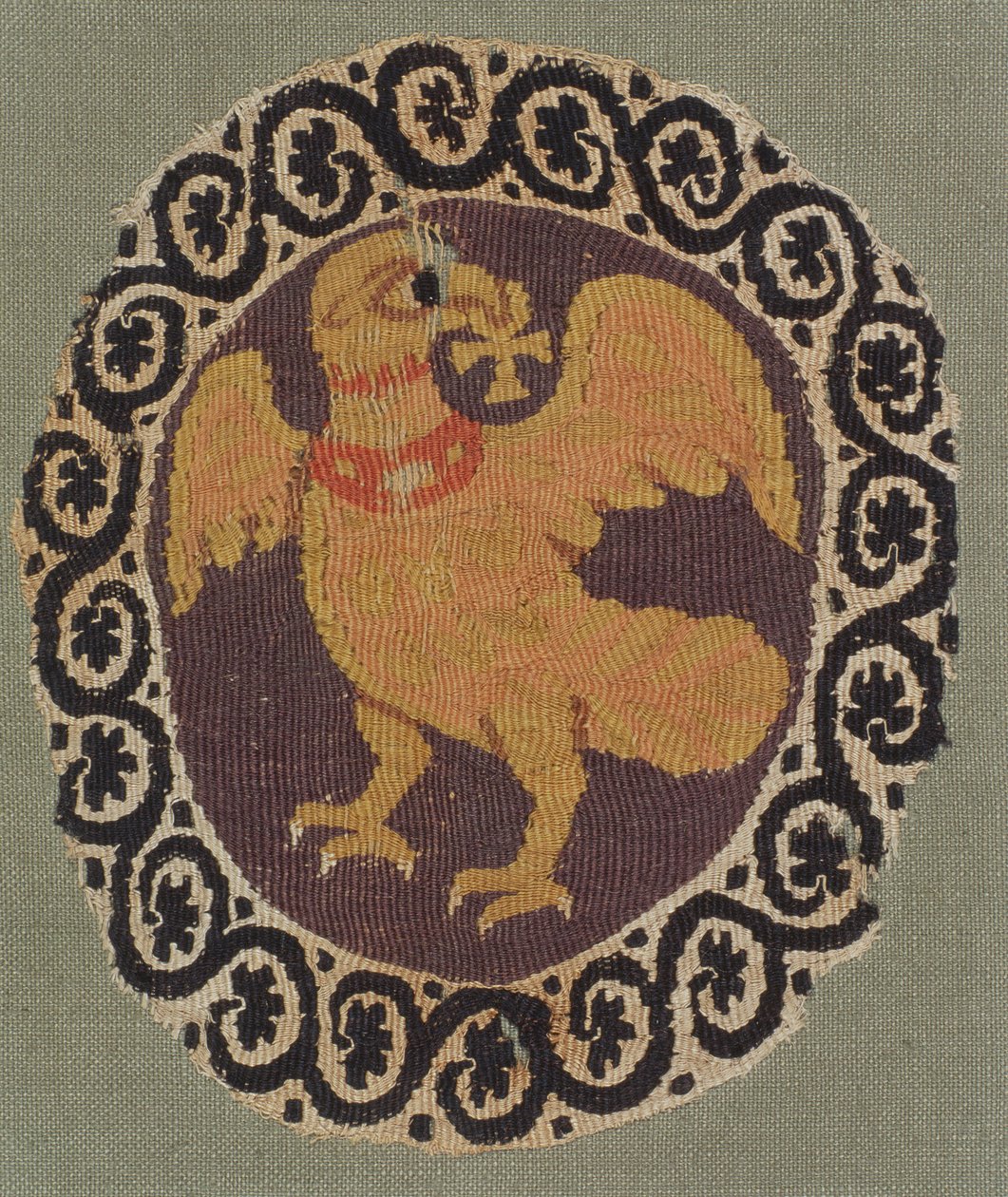 Gobelín tkaný rondel z tuniky (len a vlna) od Coptic