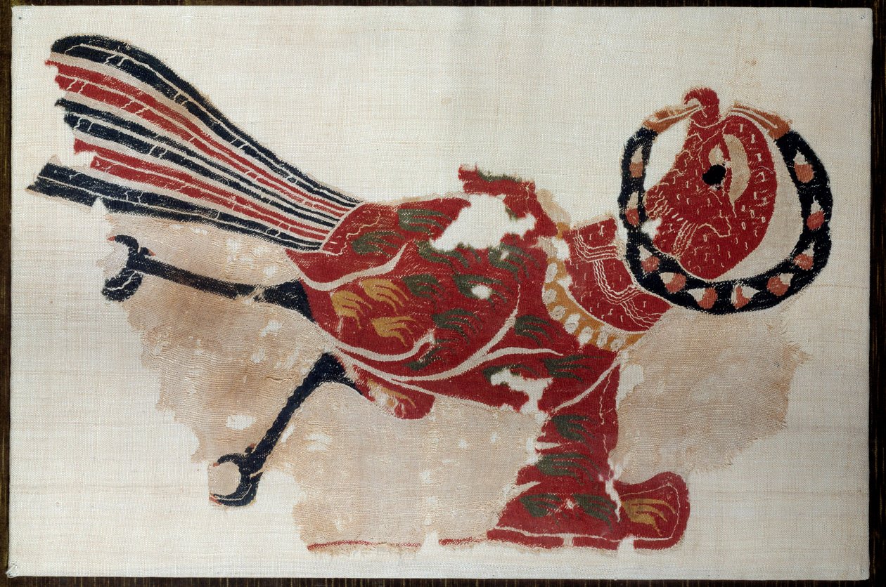 Koptské umění: fragment vlněných a lněných závěsů: pták (orel?) 5. století po JC. Z Egypta. Paříž, muzeum Louvre od Coptic