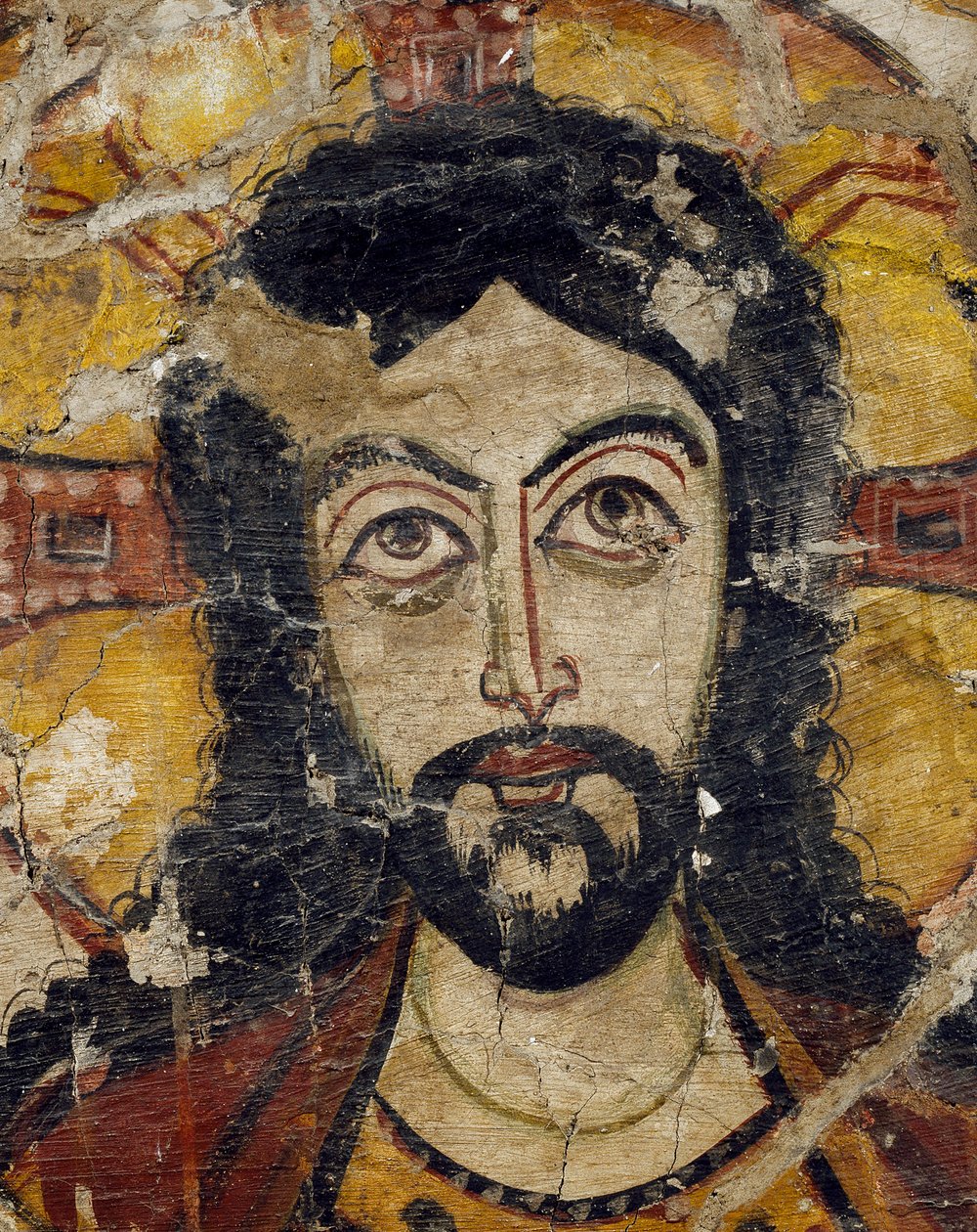 Hlava Krista podepřená dvěma anděly, 6.–7. století (detail 922031) od Coptic Coptic