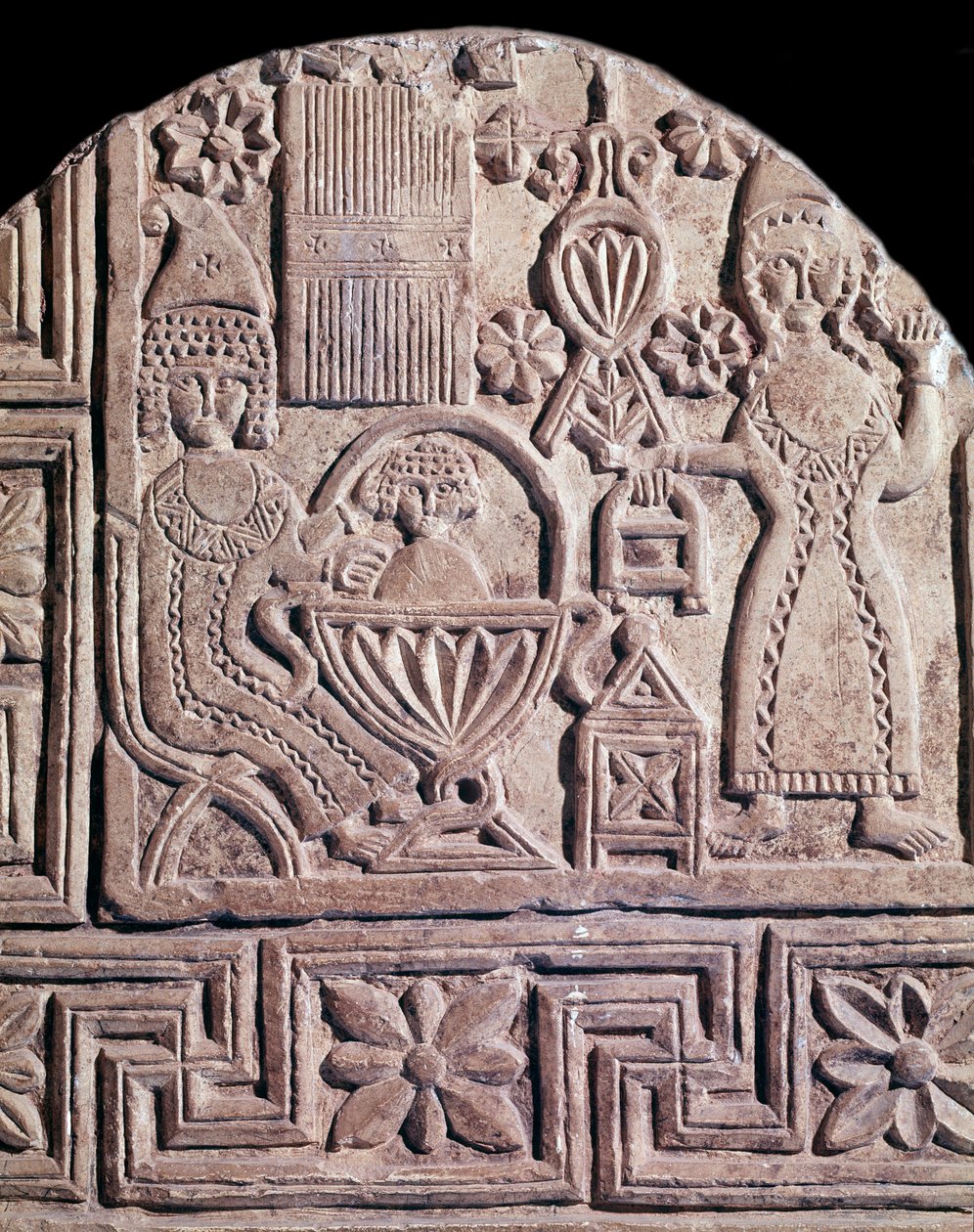 Ježíš umytý dvěma ošetřovatelkami (reliéf stély, 6. století) od Coptic Coptic