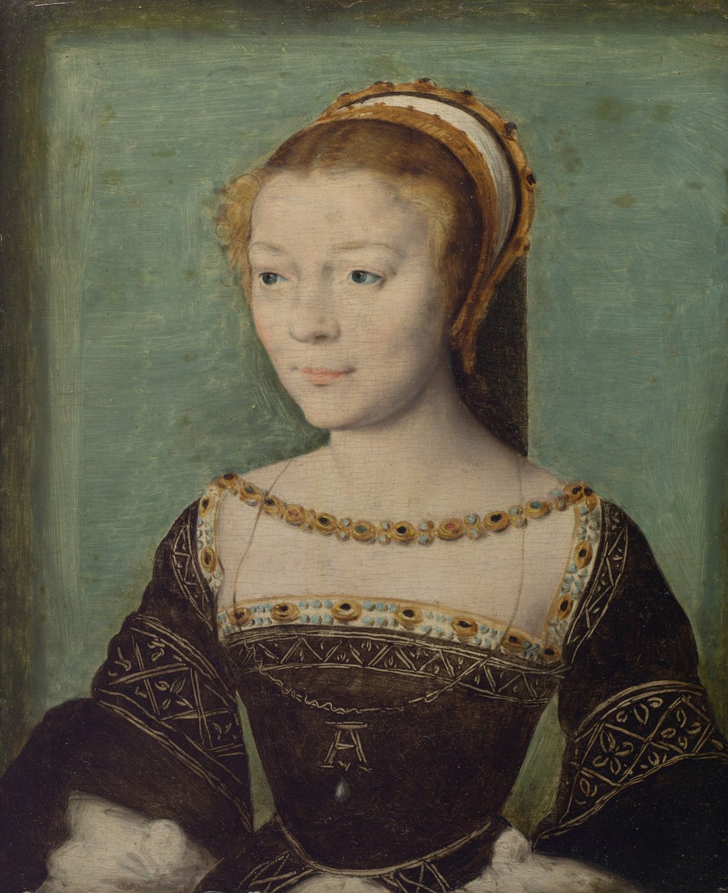 Anne de Pisseleu, vévodkyně z Etampes, kolem 1535-40 od Corneille de Lyon attr. to Corneille de Lyon attr. to