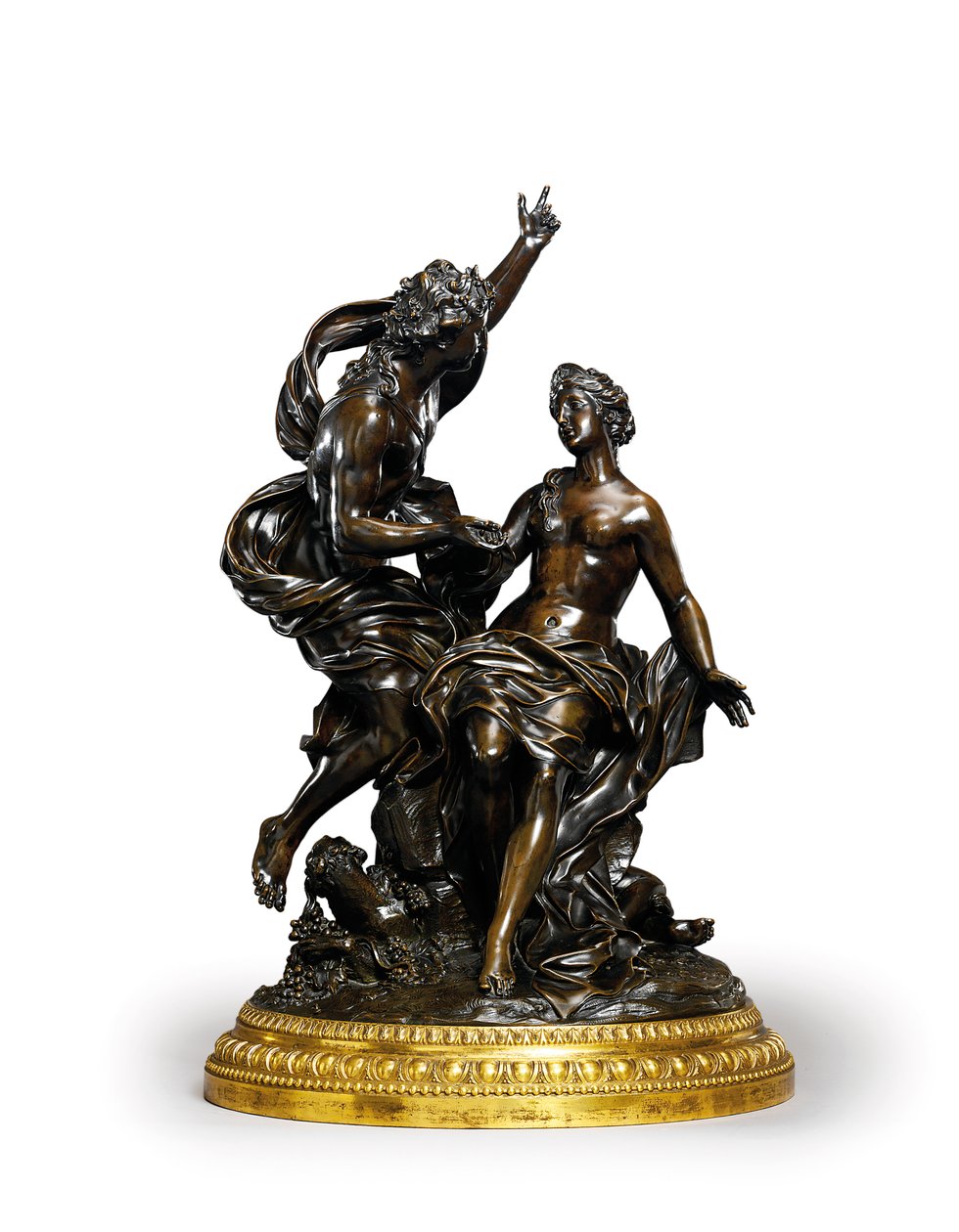 Bronzová skupina Ludvíka XIV. představující Baccha a Ariadnu, c. 1704 (bronz se zlacenou základnou) od Corneille van Cleve