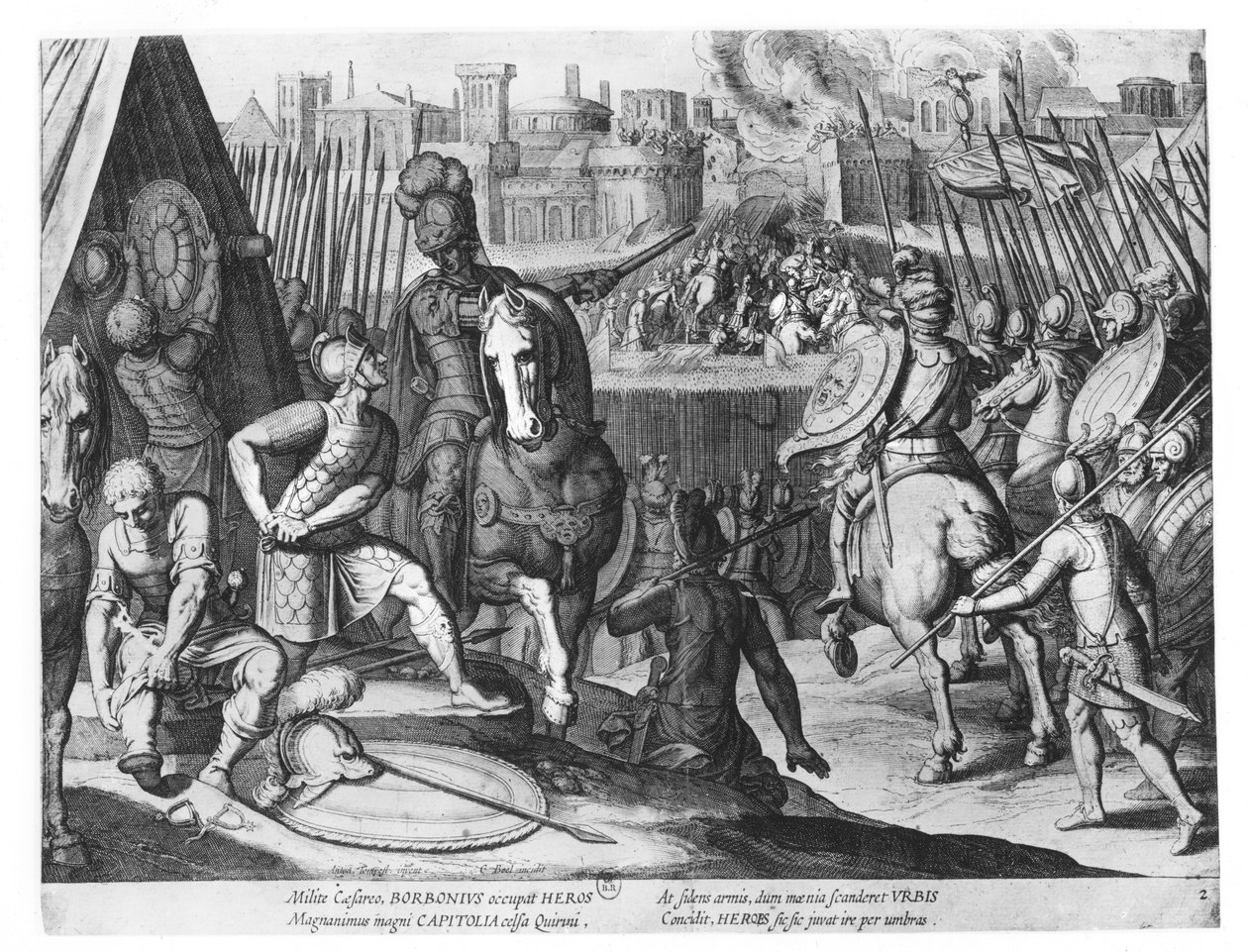 Karel III., vévoda z Bourbonu při plenění Říma v roce 1527 od Cornelis Boel