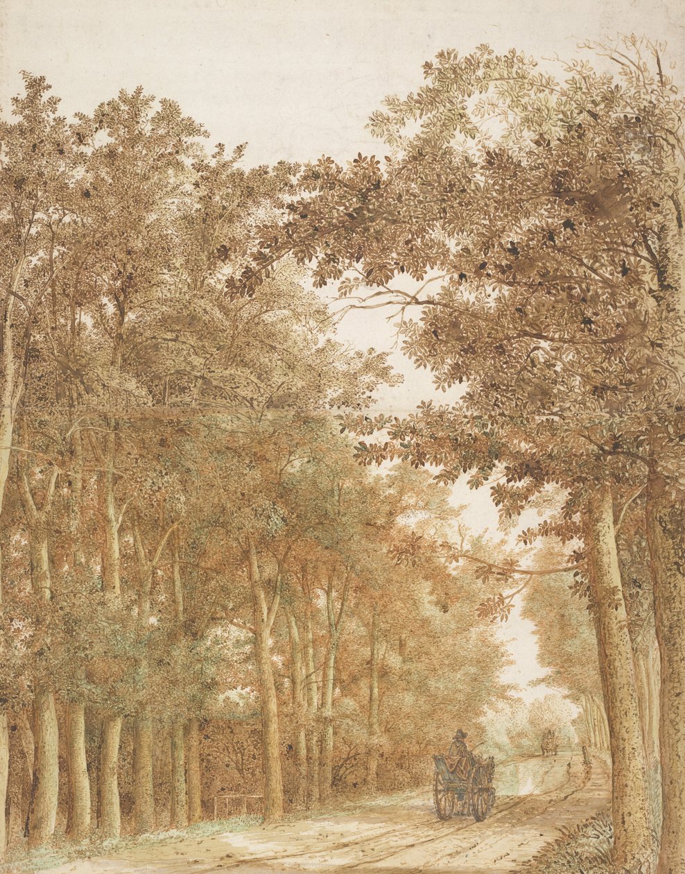 Forest Road se dvěma koňmi taženými koňmi, c. 1638-1642 od Hendrick Cornelisz. Vroom
